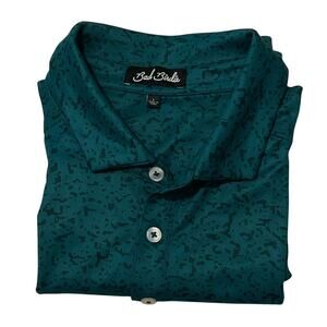 Bad Birdie Mens Golf Polo Shirt Size L Green Greens Keeper Performance Stretch
